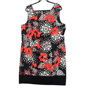 NWT ALYX Womens Floral Sleeveless Sheath Dress Black Red White 20W Chic